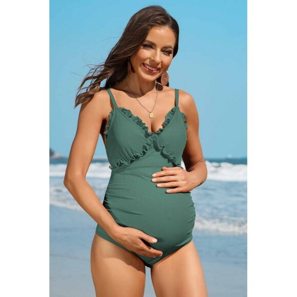 Ruch Floral Maternity Swimsuit Pregnancy Swimwear - Picture 1 of 13